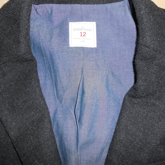 Women's Size 12 Wool Blend Charcoal Gray Blazer Gap The Academy - Picture 3 of 4